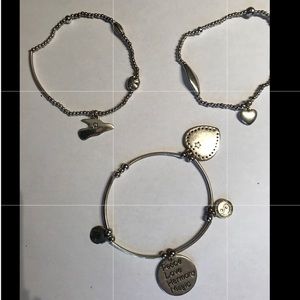 Set of 3 Silvertone Boho stretch  Bracelets